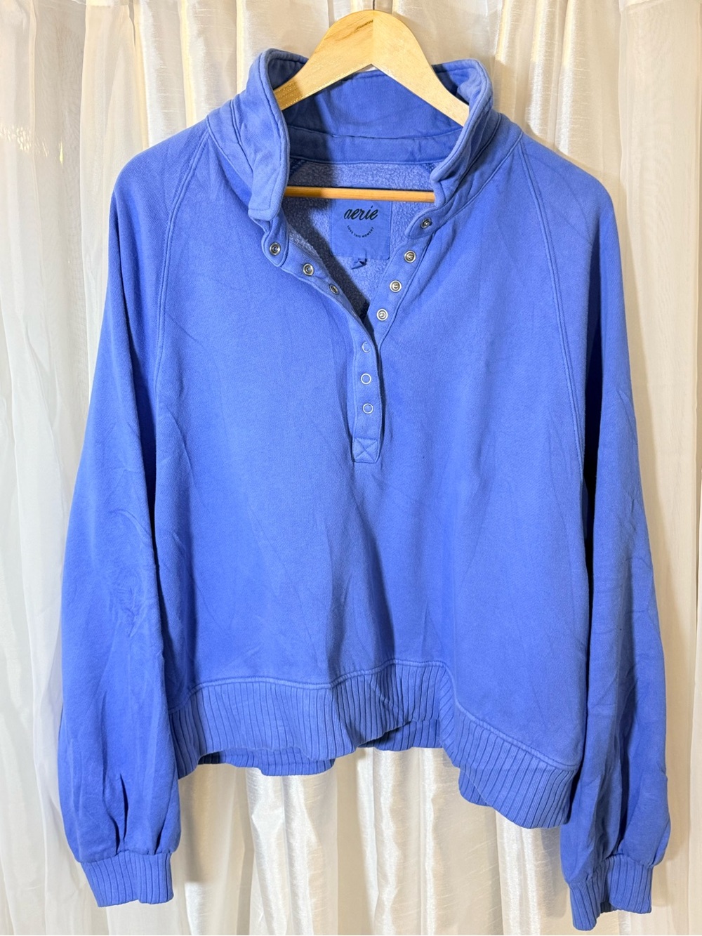 aerie Periwinkle Snap-Front Pullover Sweatshirt